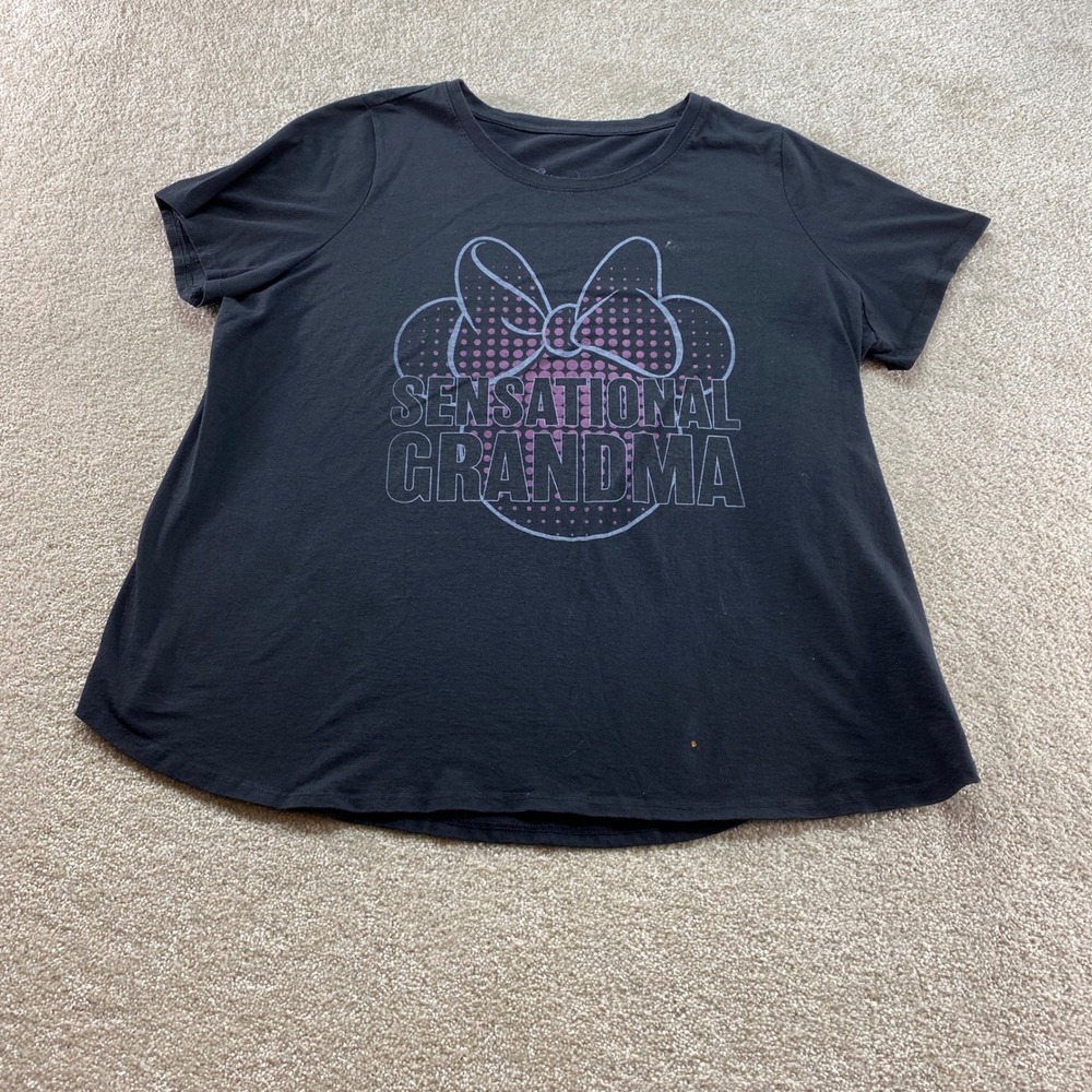 Disney Shirt Womens 2XL‎ Black Sensational Grandma Minnie Mouse Graphic Tee